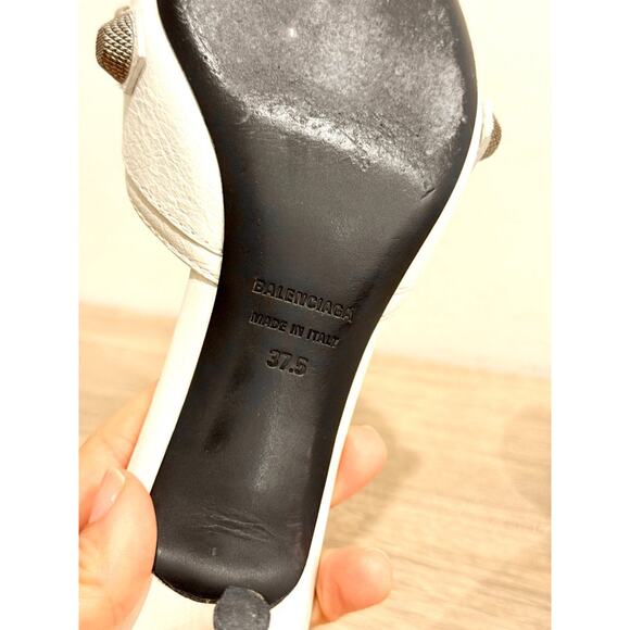 Balenciaga Cagole Leather Slip On Kitten Heel Mules White Women's Size EU 37.5 - Picture 7 of 8